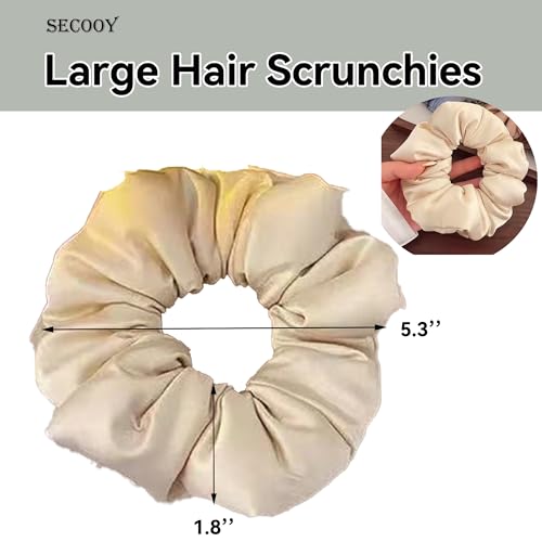 SeCooy Satin Hair Scrunchies for Women - Soft Hair Ties Softer Than Silk Scrunchies | Large Scrunchies for Women | No Damage, Champagne — view 2
