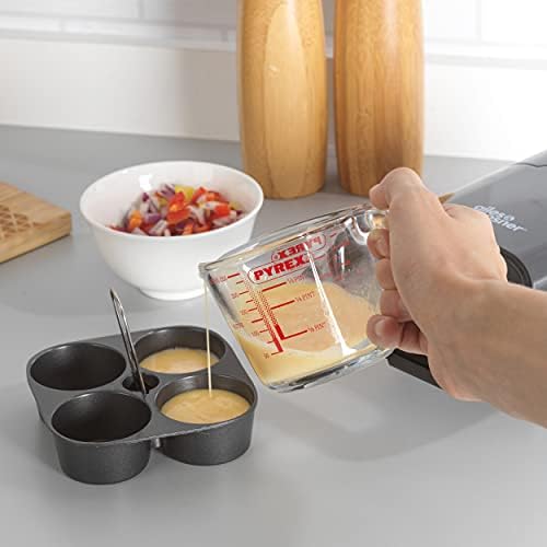 Giles & Posner EK4488G Compact 2 In 1 Party Snack Maker, Mini Sweet & Savoury Non-Stick Treat Maker, 600W, Cook 4 Mini Bites, 4 x 50ml Egg Cups For Quiche Tarts & Omelettes, Cookie & Mini Muffin Maker