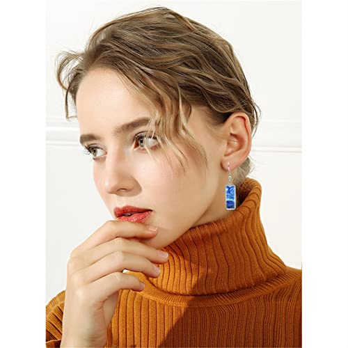 Miguo Store Chic Fashion Creative Color Time Gem Earrings For Women Girls Unique Van Gogh Painting Silhouette Abstract Art Earrings Jewelry (Blue Time Gem Earrings) #TOP3