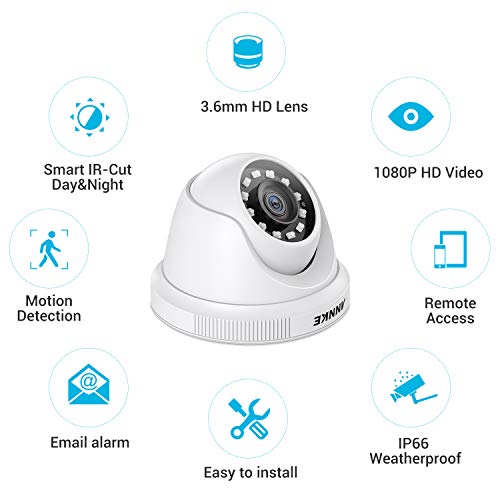 Annke Y200 (4) 1080P Hd-Tvi Security Camera Kits With Super Day/Night Vision, Ip66 Weatherproof,4-Packed With Power Cables #TOP4