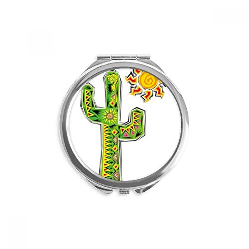 Miroir rond maquillage cactus mexique peint de poche portable 2,6 pouces