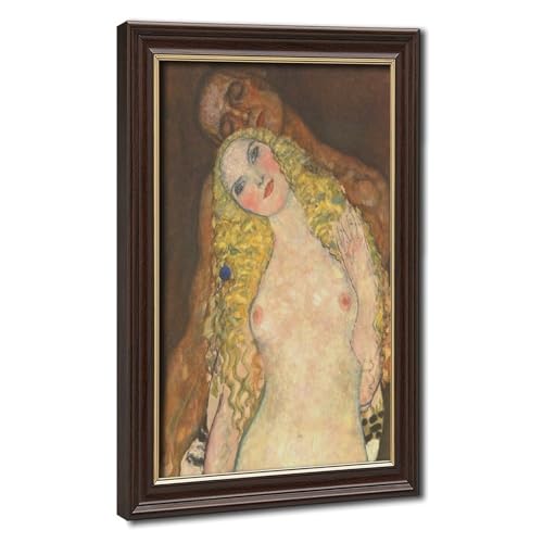 Impression sur toile Gustav Klimt Adam et Eve tableau de bureau 20x30 cm