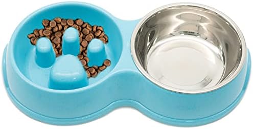 Fur & Bone Double Slow Feeder Dog Bowl for Cat Dog and Puppy - Interactive Plastic Dog Bowls| Cat Food Bowl, Dog Bowls To Slow Down Eating, Cat Bowls, Dog Slow Feeder Bowl