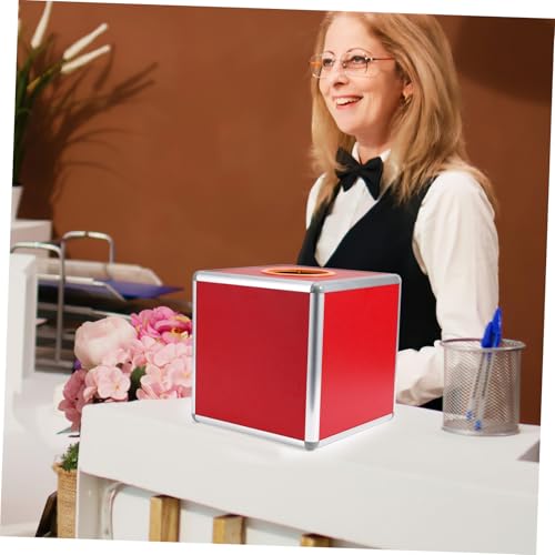 Caja de rifa roja de aluminio para eventos y sorteos reutilizable 8
