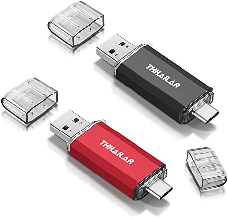 Thkailar USB C Flash Drive 128GB 2 Pack,Type C and Type A 3.1 Port | Thumb Drive Compatible with iPhone 15, Android Phone, PC, Mac Pro-Transfer Data
