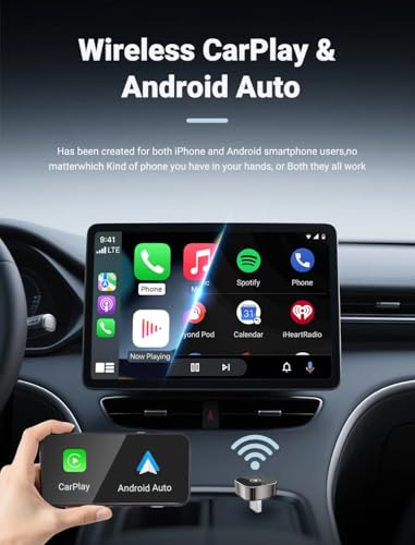 محول كاربلاي لاسلكي مطور 2 في 1 2026 يعمل على تحويل كاربلاي السلكي من المصنع إلى محول تشغيل لاسلكي للسيارة للتوصيل والتشغيل، متوافق مع موبايلات ايفون/اندرويد مع منفذ USB/USB-C