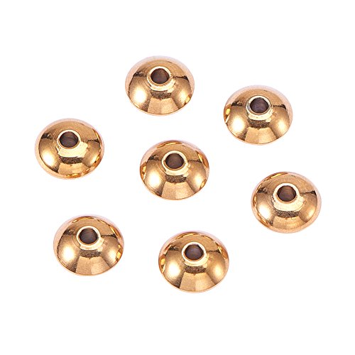NBEADS 100 Pcs 8mm 304 Stainless Steel Smooth Flat Round Metal Spacer Beads Loose Beads for DIY Jewelry Making Findings