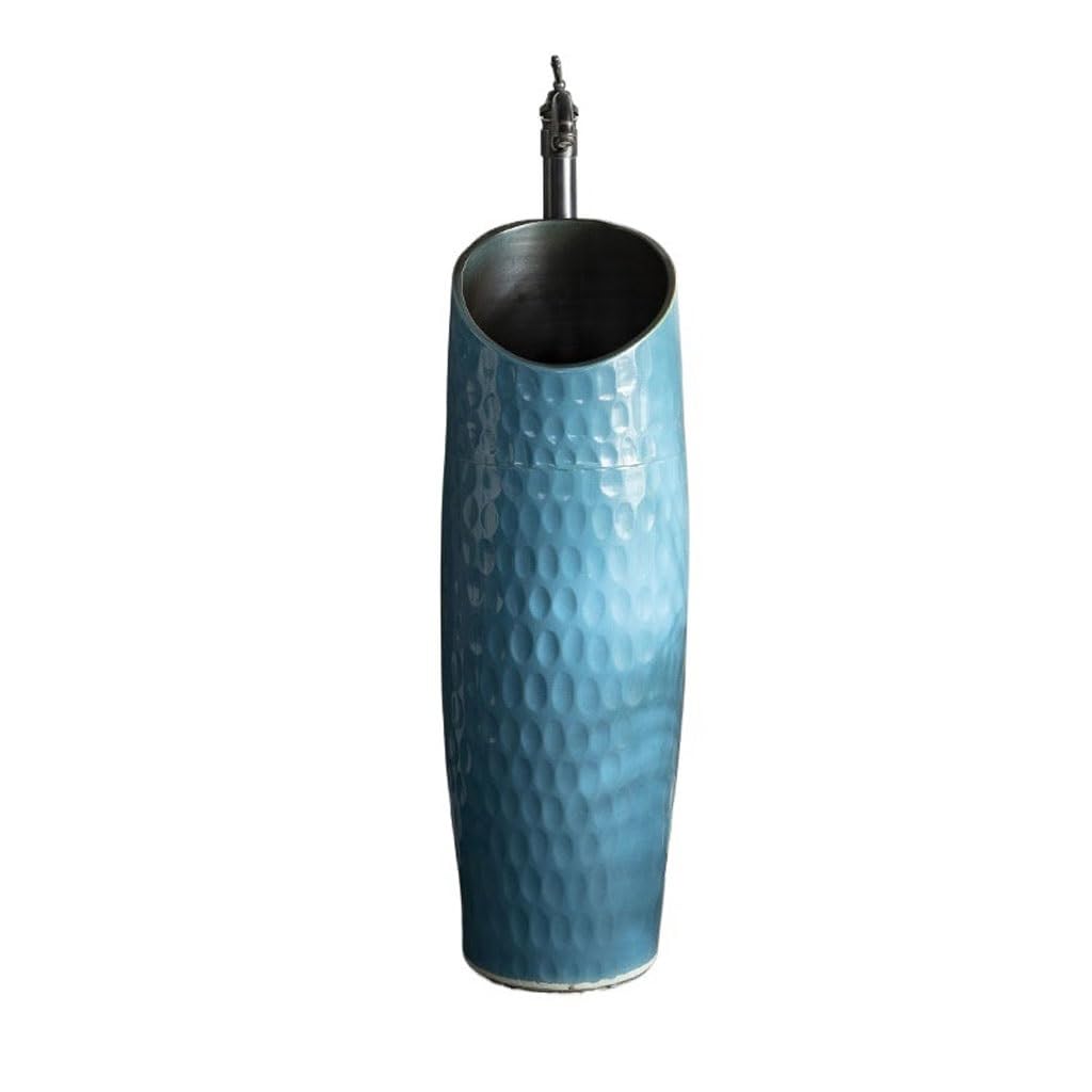 Kunyos A Bathroom Sink Balcony Wash Basin Outdoor Garden Pedestal Basin Bathroom Ceramic Wash Basin Bathroom Vanity