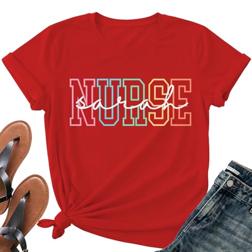 Image of Nurse Christmas Shirt Women - Xmas Nurse Bow Holiday Short Sleeve Nursing School Festive Tee Tops