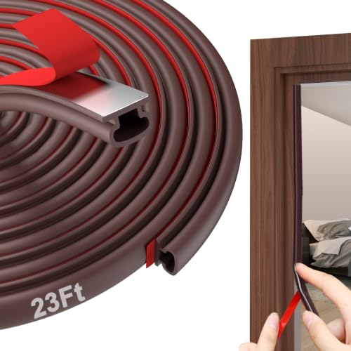 alophoty Door Weather Stripping Door Seal Strip, 23Ft, Brown, 0.35"x0.24"