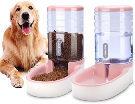 Alimentación automática 3.8l con Pala, dispensador de Agua Potable 3.8l dispensador automático de Alimentos Secos estación de alimentación para Perros, Gatos y Mascotas (Rosa)