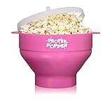 The Original Proper Popper Microwave Popcorn Popper, Silicone Popcorn Maker, Collapsible Bowl BPA Free & Dishwasher Safe - (Pink)