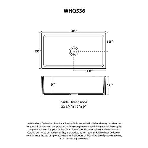 Whitehaus Collection Whq536-Biscuit Quatro Alcove Farmhaus Fireclay Large Reversible Sink With Decorative 2 ½ Inch One 2 Inch Lip On The Opposite Side, Biscuit #TOP1