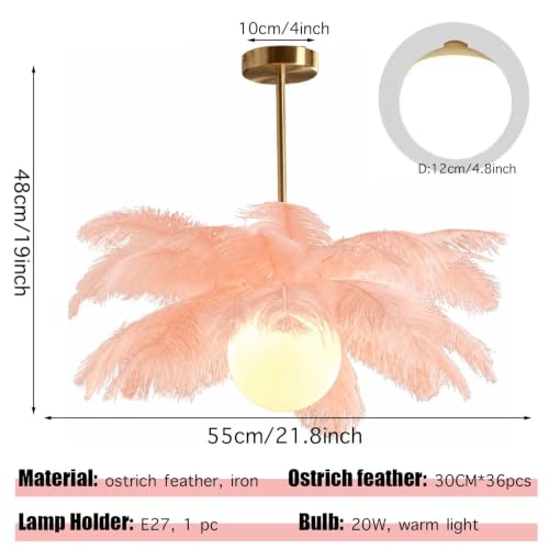 Lámpara de techo de plumas rosa tipo araña moderna para salón y dormitorio 6