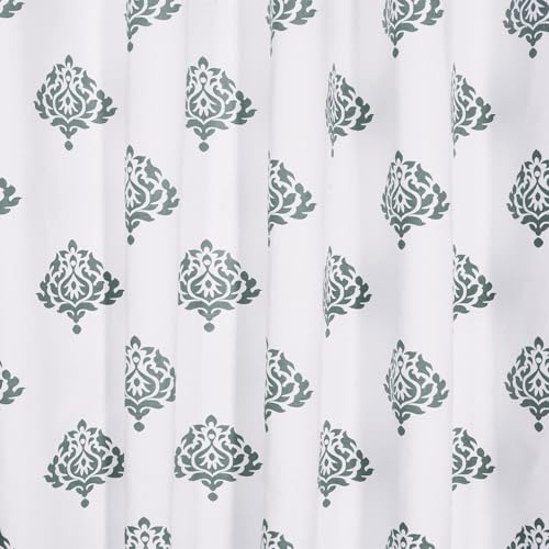 Image of Homestan 100% Cotton Block Print Long Door Curtains 9 Feet Long Set of 2 with Stainless Steel Grommets for Home Decor (9 X 4.5 Feet, Green)