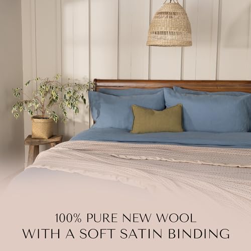 The Wool Company | Luxury Cellular Pure Wool Blanket | Super King Bed Size 280x305cm | Traditionally Crafted Warm & Breathable Throw Blanket with Soft Satin Binding | Bed Sofa Throw | Made in England - Image 3