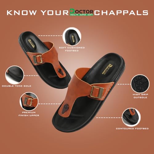 Image of DOCTOR HEALTH SUPER SOFT Men's Stylish Cushioned Slippers | Breathable, Skid Resistant, Adjustable Strap | PU Double Density Anti-Slip Casual Footwear for Everyday Comfort