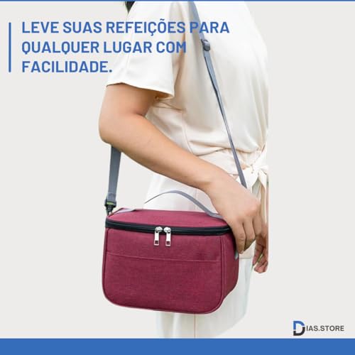 Bolsa Térmica Marmita Lancheira Impermeável Com Alça Fitness Estliny (Vermelho)