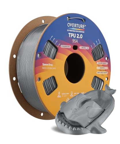 Image of OVERTURE Upgrade TPU 2.0 High-Speed Filament 1.75mm, 1kg Space Grey
