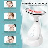 AOGOE Elektryczny masażer do twarzy przeciwzmarszczkowy, masaż z 3 diodami LED, 45°C EMS, 3 tryby urody, wibracje Gua Sha do ujędrniania