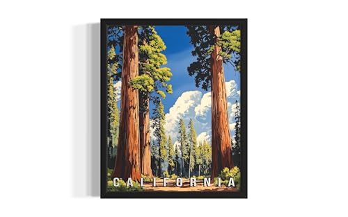 California Redwood Forest Wall Art Print Poster, State Painting Photo Artwork Wall Decor Nature Landscape Bedroom Bathroom Living Room 161A (California Redwood Forest, 11 x 14 inches, Unframed)