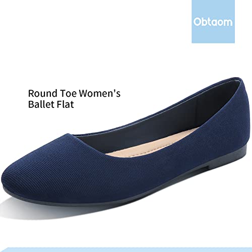 Image of Obtaom Round Toe Women Flat Shoes Slip on Girls Dress Black Ballet Flats