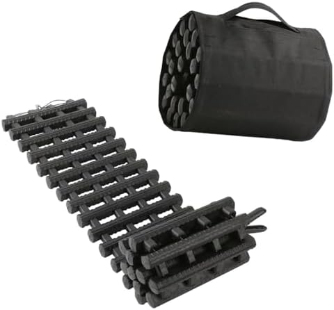 FUN-DRIVING 2 Pack Portable Recovery Tracks Tire Traction Mat for Off Road Emergency Devices in Snow,Ice, Mud,Sand for Cars,Pick-up,Trucks, Van,Fleet Vehicle (8.3X27.6inch)