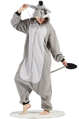 DarkCom Unisexe Adulte Cosplay phacochère Cochon Animal Onesie Kigurumi Costume Une pièce Pyjama vêtements de Nuit Combinaison S