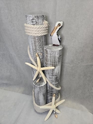 Pelicanonwoodpilingsnauticalstatuewithhangingstarfishcoastaldecorforporchgardenorpoolsidemarinebirdsculpturenauticaldecor  Urban Country Home Decor Pelican on wood pilings nautical statue with hanging starfishcoastal decor for porch garden or poolside marine bird sculpture nautical decor  urban country home decor