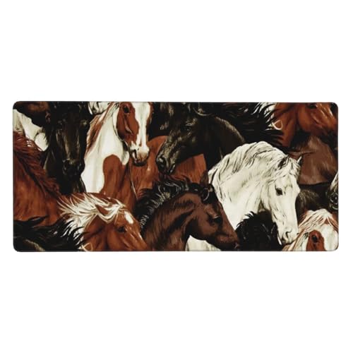Tapis de souris grand format chevaux pour éviter le glissement du clavier