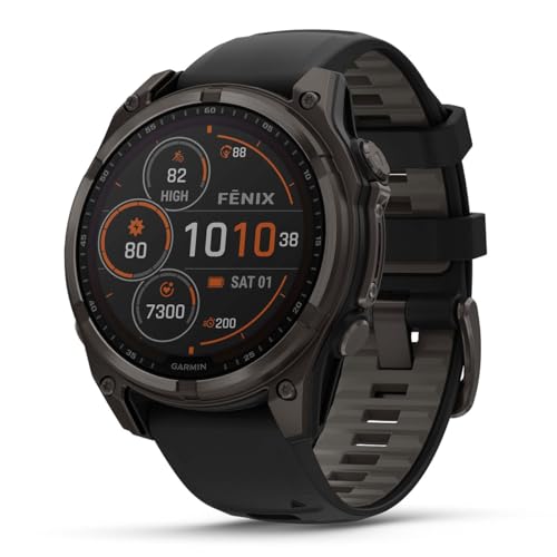 PlayBetter Garmin Fenix 8 Solar Sapphire (47mm, Carbon Gray DLC Titanium) Multisport GPS Smartwatch Bundle - 1.4&rdquo; Touchscreen, Built-in LED Flashlight Portable Charger & Screen Protectors