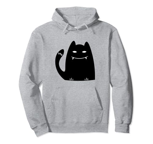 Vampire Cat Halloween Shirt, Cute Black Cat Spooky Vintage Felpa con Cappuccio