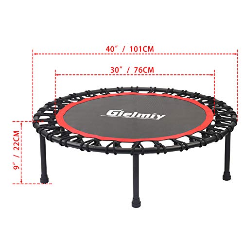 Gielmiy 40" Mini Trampoline,Silent Fitness Trampoline，Indoor Small Bungee Rebounder Cardio Trainer Workout For Adults（Max Load 330Lbs） #TOP1