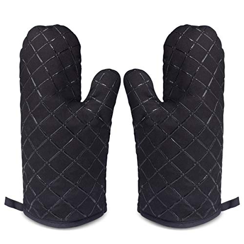 HOMVILLA Luvas de forno resistência ao calor, forro de algodão macio com luvas de cozinha antiderrapantes, luvas de forno duplo grelha para cozinhar, forno, luvas para panelas e fornos