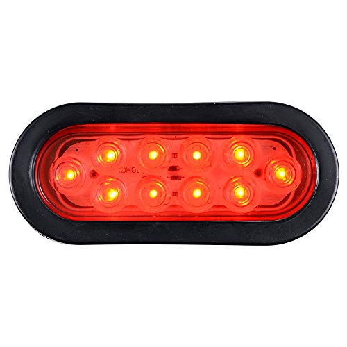 Astra Depot RED 10-LED Oval Clear Poly-Carbonate Lens Truck Brake Light Wiring Plug Trailer UTE UTV Boat Vans (1 pc)