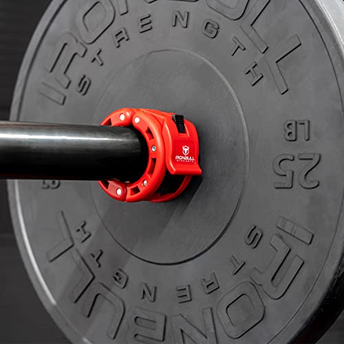 Barbell Collars (Pair) – Locking 2" Olympic Size Weight Clamps - Quick Release Collar Clips – Bar Clamps Great For Weight Lifting, Olympic Lifts And Strength Training (Red V2) #TOP2