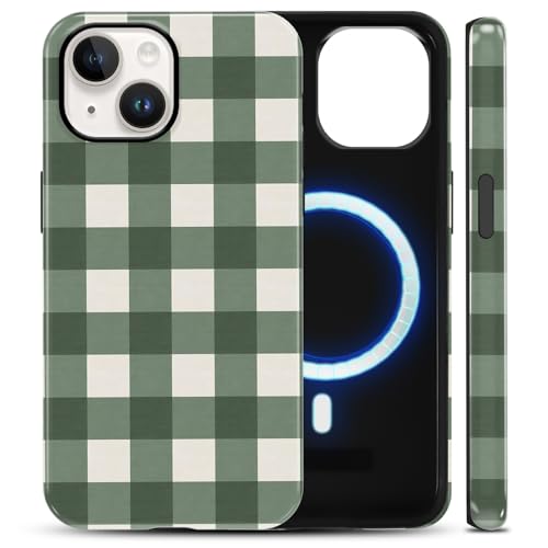 Coque iPhone 13 vichy vert et blanc esthétique au quotidien