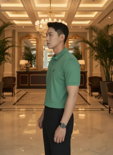 Image of MACK JONNEY Men's Solid Polo T-Shirt | Premium Cotton Blend | Regular Fit | Short Sleeve | Collared Casual Wear|Pack of 2 -MJ-157
