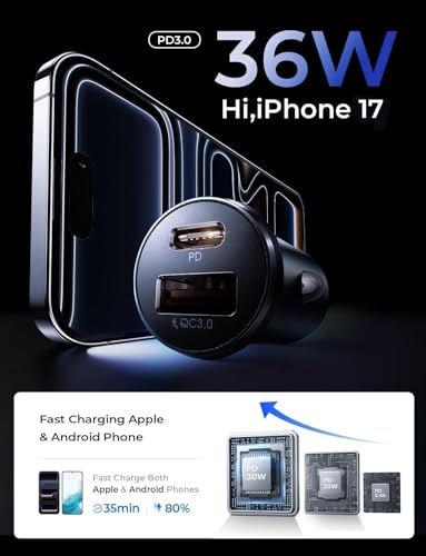 LISEN 2-Pack Usb C Car Charger Charging[Pd30W&Qc18W],Type C Car