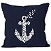 Autiga Zauberhafter Kissenbezug Vogel Anker Anchor Birds Kissen-Hülle Deko-Kissen 40x40 Baumwolle Navy 40cm x 40cm