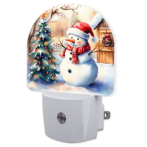 Image of Night Light, Dusk to Dawn Night Light Plug in, Christmas Snowman