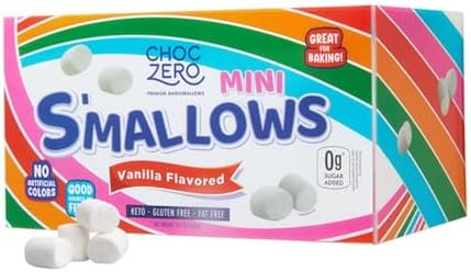 ChocZero Healthy Mini Marshmallows - Sugar Free Marshmallow Snack - Keto Friendly, Low Carb Baking - 10.5 Ounce Box