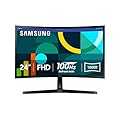 SAMSUNG 24" Essential S3 (S36GD) Series FHD 1800R Curved Computer Monitor, 100Hz, Game Mode, Advanced Eye Comfort, HDMI and D-sub Ports, LS24D366GANXZA, 2024