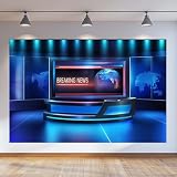 10 x 8 ft News Broadcast Backdrop Studio TV Show Breaking News Monitor Equipment Reporter Interview Stage Photograohy Background Program Record News Report Host Portrait Studio Props