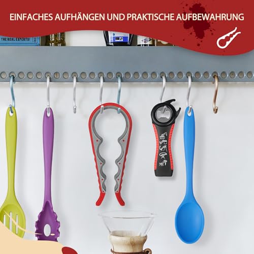 2 Stück Flaschenöffner, Dosenöffner mit Verschluss, 5-in-1 Deckelöffner Schraubgläser 4-in-1Glasöffner Schraubdeckelöffner, Drehverschlussöffner Hilfe Schwache Hände Arthritis