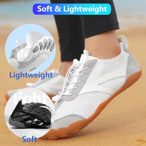 Image of Beach Water Shoes for Women Men Quick Dry Non-Slip Wide Toe Hike Barefoot Footwear for Beach Pool Aqua Swim Surf Walk