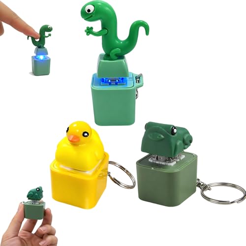 3Pcs Lizard Button Stress Relief Talking Frog and Duck Button Keychain Fun Press Sound Buttons for Daily Relaxation