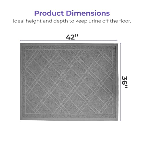 iPrimio Cat Litter Box Mat 42x36 Gray - Mesh Trapper, Easy Clean, Repels Odour - Non-Slip Kitty Litter Mat
