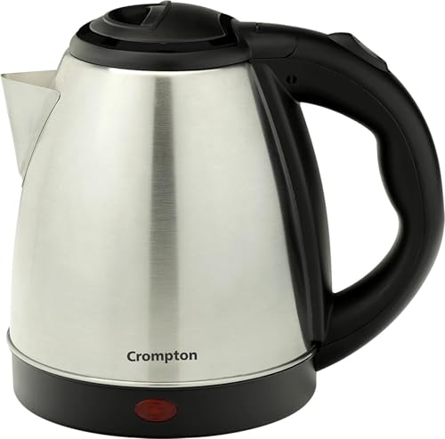 Image of Crompton Nigella 1.5L 1350W Stainless Steel Electric Kettle | Fast Boil | Auto Shut-Off | Dry Boil Protection | Cool Touch Handle | 360 Swivel Base | Black & Silver