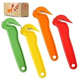 Box Opener 4pcs Set, Safety Box Opener Tool for Packaging & Wrapping, Concealed Edge Design for Cardboard, Bubble Wrap & Stretch Film (Red Yellow Orange Green)